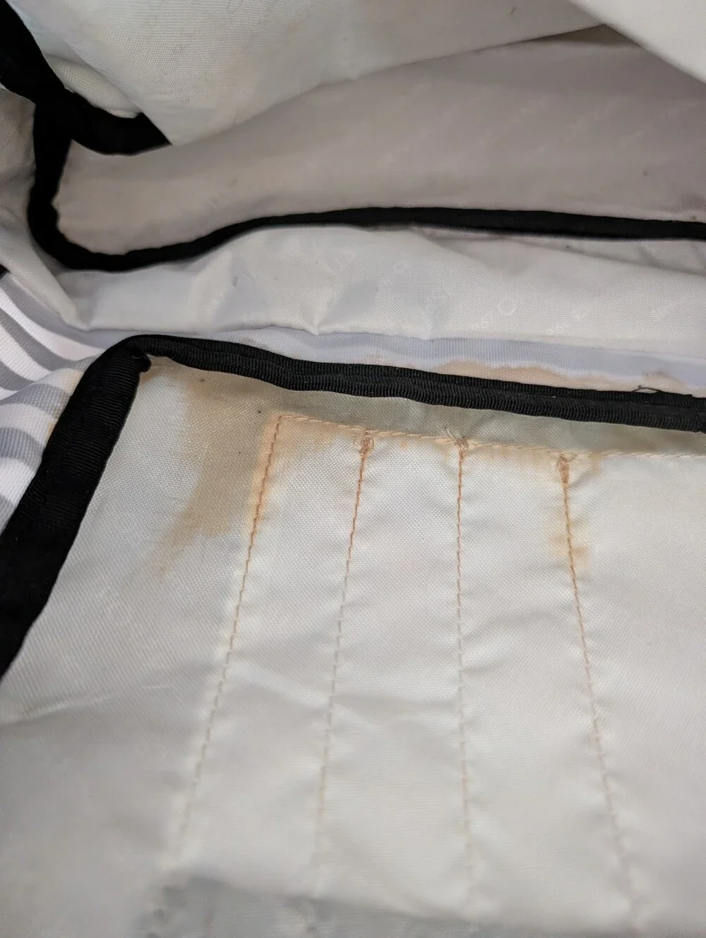 Jansport Black and White Striped Backpack with Brown Accent